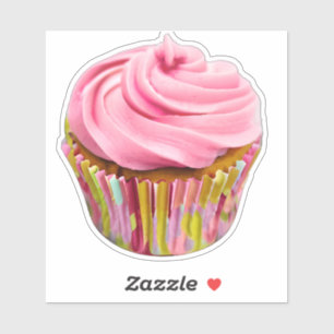 Aardbei Cupcake met roze vorst Sticker