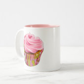 Aardbei Cupcake met roze vorst Tweekleurige Koffiemok (Voorkant links)