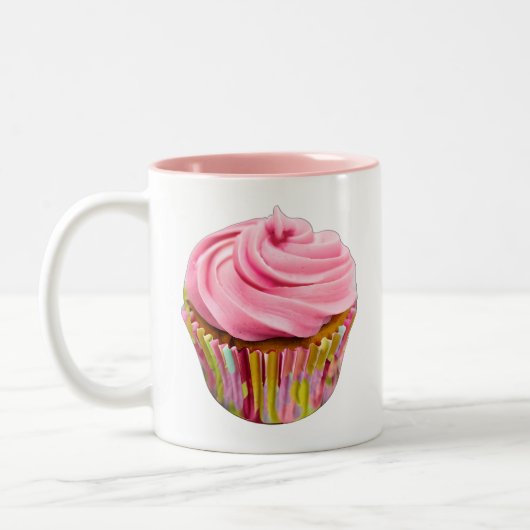 Aardbei Cupcake met roze vorst Tweekleurige Koffiemok (Links)