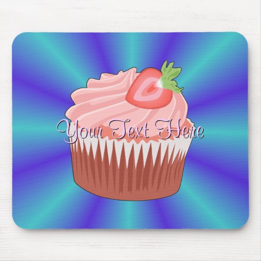 Aardbei Cupcake Mousepad Muismat (Voorkant)