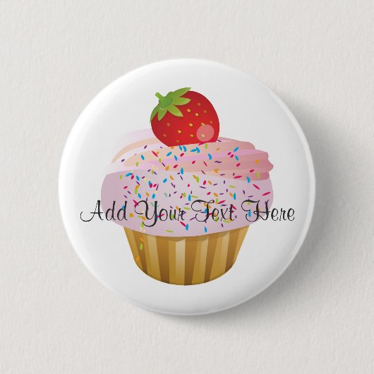 Aardbei Cupcake Ronde Button 5,7 Cm (Voorkant)