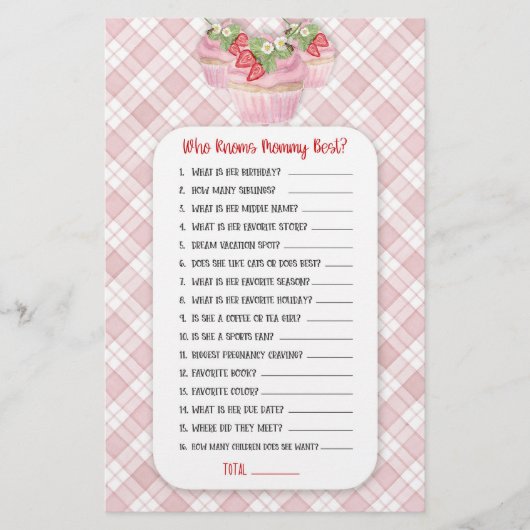 Aardbei Cupcake Roze Baby naar Bee Shower Game Flyer (Voorkant)