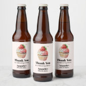 Aardbei Cupcake Sweet Dessert Verjaardag Bier Etiket (Flessen)