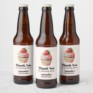 Aardbei Cupcake Sweet Dessert Verjaardag Bier Etiket