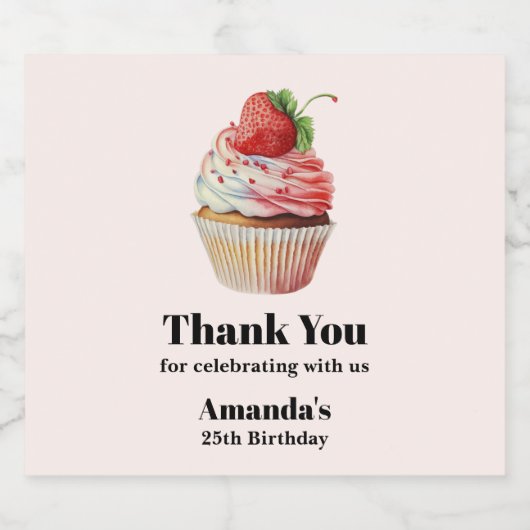 Aardbei Cupcake Sweet Dessert Verjaardag Bier Etiket (Enkel label)