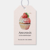 Aardbei Cupcake Sweet Dessert Verjaardag Cadeaulabel (Voorkant)