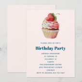Aardbei Cupcake Sweet Dessert Verjaardag Kaart (Voorkant / Achterkant)