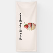 Aardbei Cupcake Sweet Dessert Verjaardag Spandoek (Verticaal)