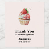 Aardbei Cupcake Sweet Dessert Verjaardag Wijn Etiket (Enkel label)
