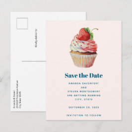Aardbei Cupcake Sweet Dessert Wedding Aankondigingskaart