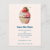Aardbei Cupcake Sweet Dessert Wedding Aankondigingskaart (Voorkant)