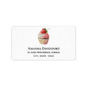 Aardbei Cupcake Sweet Desserts Adres Etiket (Voorkant)