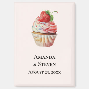Aardbei Cupcake Sweet Wedding Save the Date Magneet