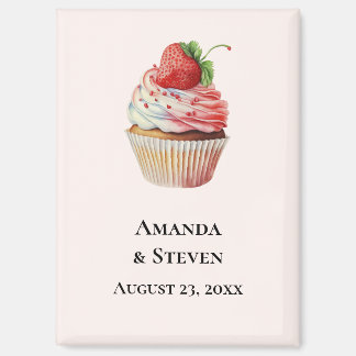 Aardbei Cupcake Sweet Wedding Save the Date Magneet