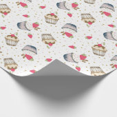 Aardbei Cupcake Verjaardag Wrapping Paper - Schatt Cadeaupapier (Hoek)