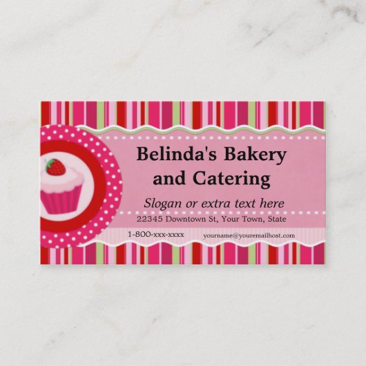 Aardbei Cupcake Visitekaartje (Voorkant)