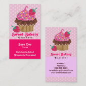 Aardbei Cupcake-Visitekaartjes Visitekaartje (Voorkant / Achterkant)