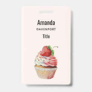 Aardbei Cupcake Zoete Dessert Badge