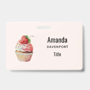 Aardbei Cupcake Zoete Dessert Badge