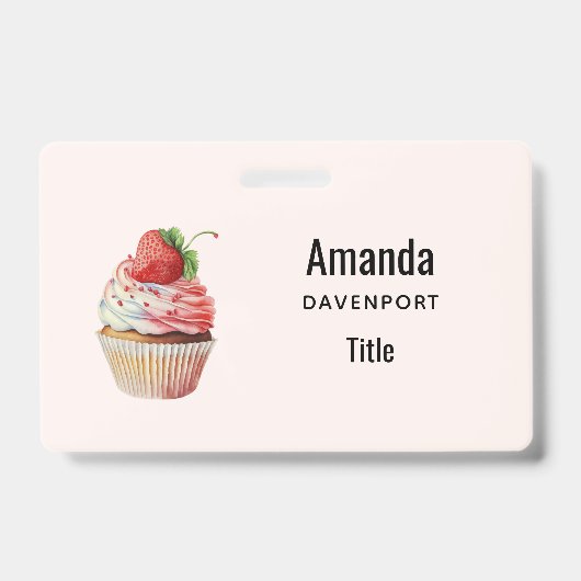 Aardbei Cupcake Zoete Dessert Badge (Voorzijde)