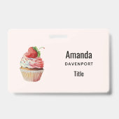 Aardbei Cupcake Zoete Dessert Badge (Achterkant)