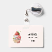 Aardbei Cupcake Zoete Dessert Badge (Achterkant met uittrekbare clip)