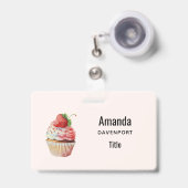 Aardbei Cupcake Zoete Dessert Badge (Voorzijde met uittrekbare clip)