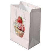 Aardbei Cupcake Zoete Dessert Medium Cadeauzakje (Achterkant Gekanteld)