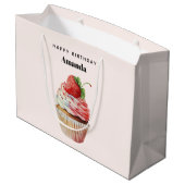 Aardbei Cupcake Zoete Dessert Verjaardag Groot Cadeauzakje (Achterkant Gekanteld)
