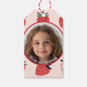 Aardbei Custom foto en naam Paper Bord Cadeaulabel