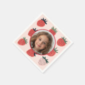 Aardbei Custom foto en naam Paper Bord Servet (Hoek)