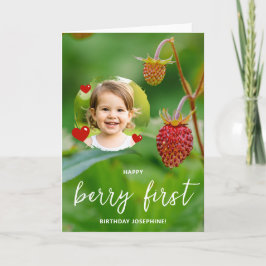 Aardbei Custom Foto Happy Berry Eerste Verjaardag Kaart