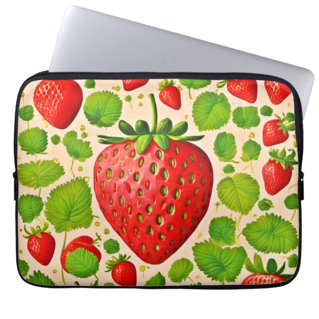 Aardbei Dadaïstische kunstwerk Laptop Sleeve (Voorkant)