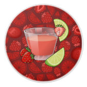 Aardbei Daiquiri Ceramic Knob. Keramische Knop (Voorkant)