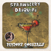 Aardbei Daiquiri Cocktail Party Kartonnen Onderzetters (Voorkant)