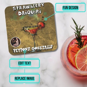 Aardbei Daiquiri Cocktail Party Kartonnen Onderzetters