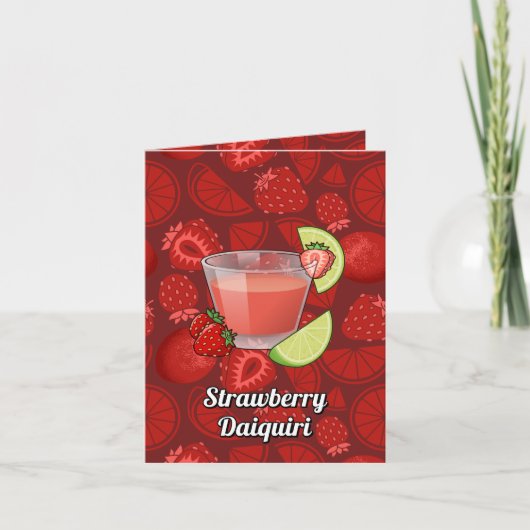 Aardbei Daiquiri Cocktail Recept Kaart (Voorkant)