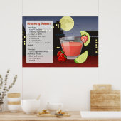 Aardbei Daiquiri Cocktail Recept Poster (Keuken)