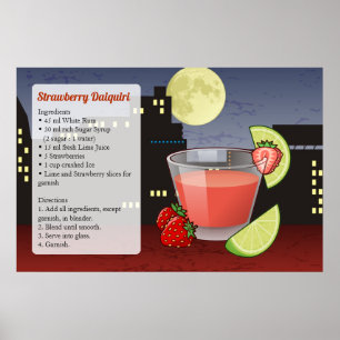 Aardbei Daiquiri Cocktail Recept Poster