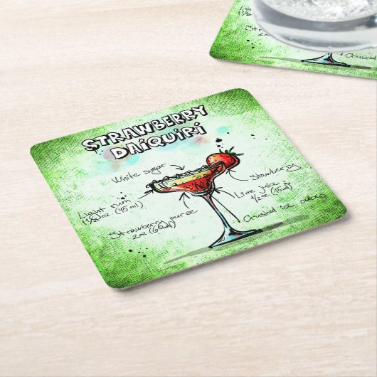 Aardbei Daiquiri Drink Recipe Kartonnen Onderzetters (Schuin)