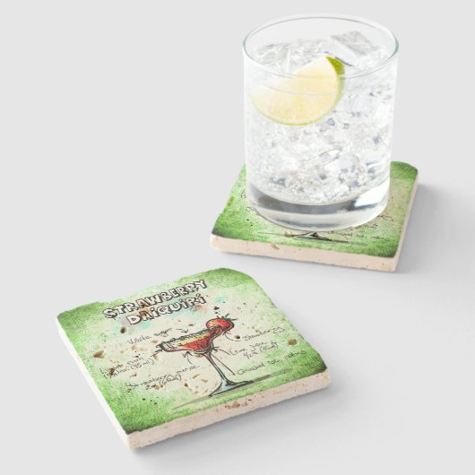 Aardbei Daiquiri Drink Recipe Stenen Onderzetter (Zijkant)