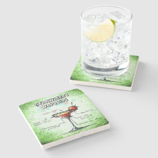 Aardbei Daiquiri Drink Recipe Stenen Onderzetter (Zijkant)