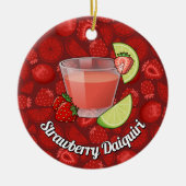 Aardbei Daiquiri-keramisch Ornament (Voorkant)