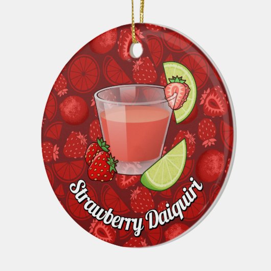 Aardbei Daiquiri-keramisch Ornament (Links)