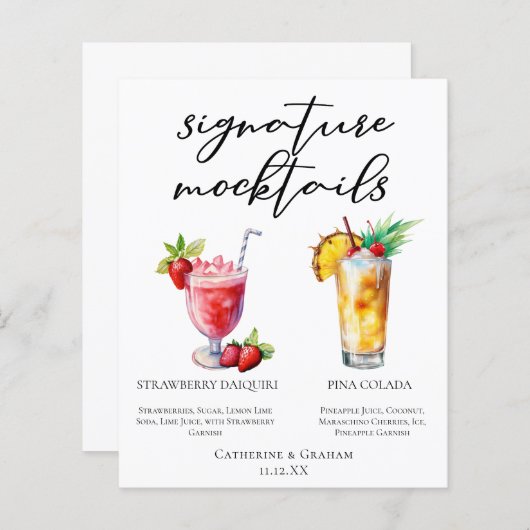 Aardbei Daiquiri Piña Colada Mocktails Menu (Voorkant / Achterkant)