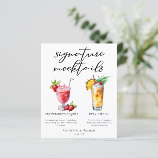 Aardbei Daiquiri Piña Colada Mocktails Menu (Staand voorkant)