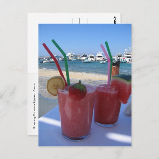 Aardbei Daiquiris, Mykonos, Griekenland - Briefkaart (Voorkant / Achterkant)