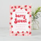 Aardbei Daisy Berry Sweet Birthday Kaart (Staand voorkant)