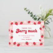 Aardbei Daisy verjaardag Dank u Bedankkaart (Staand voorkant)