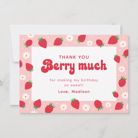 Aardbei Daisy verjaardag Dank u Bedankkaart (Voorkant)